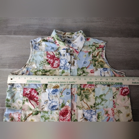 Liz Claiborne Lizwear floral print patchwork sleeveless button front top size XL - Picture 5 of 10